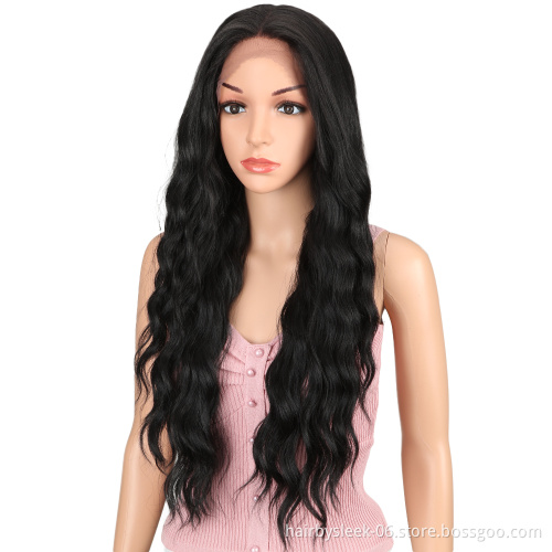 Fashion HT 28 inch wave hair lace frontal wig synthetic hair for women bohemian nature color hair synthetic wigs